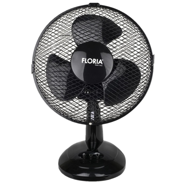 Ventilator de birou 26 cm, 25 W, 2 viteze, functie oscilare si timer