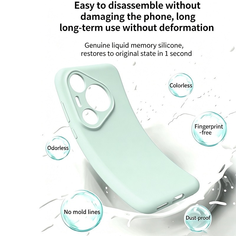 Husa protectie silicon, interior microfibra, pentru Huawei Pura 80 Ultra, anti-amprenta, ultra subtire, verde menta