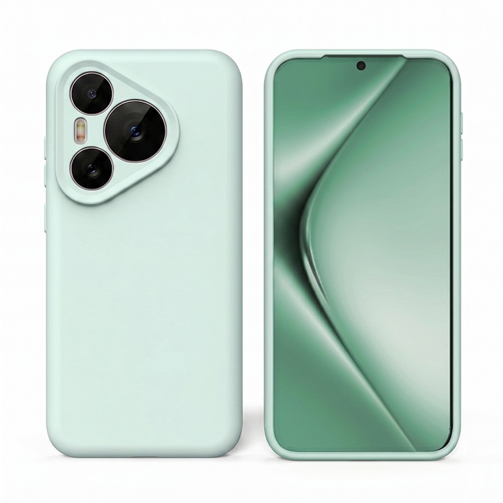 Husa protectie silicon, interior microfibra, pentru Huawei Pura 80 Ultra, anti-amprenta, ultra subtire, verde menta