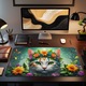 Mousepad Deskmat A cute kitten playing with flowers 800x400x4 mm margini cusute Oktane
