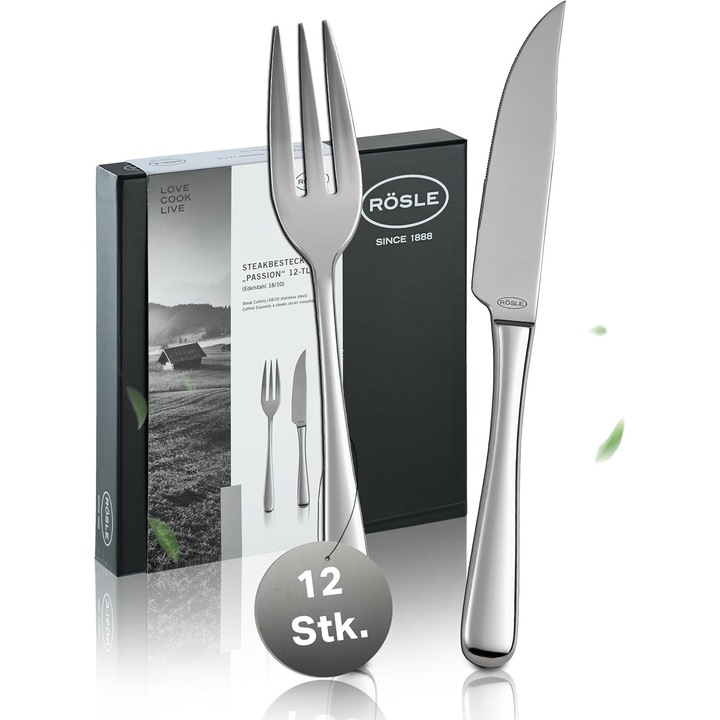 Set de tacamuri pentru friptura RÖSLE PASSION, 12 piese – Set de tacamuri pentru friptura de inalta calitate pentru 6 persoane, fabricat din otel inoxidabil 18/10