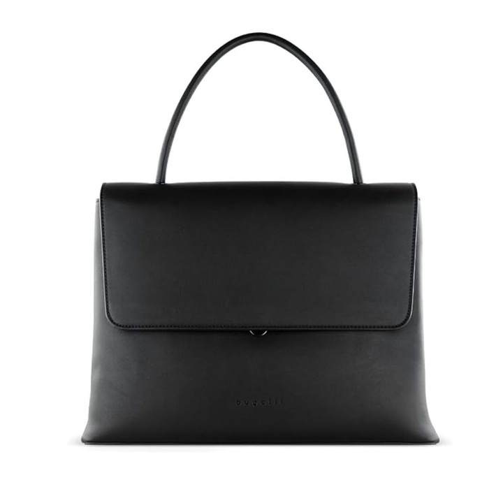 Geanta Dama Bugatti Ilva din Piele Ecologica Neagra, geanta mare de Umar cu Geanta Cosmetica Inclusa, Compartimente Multiple, Eleganta, 495302