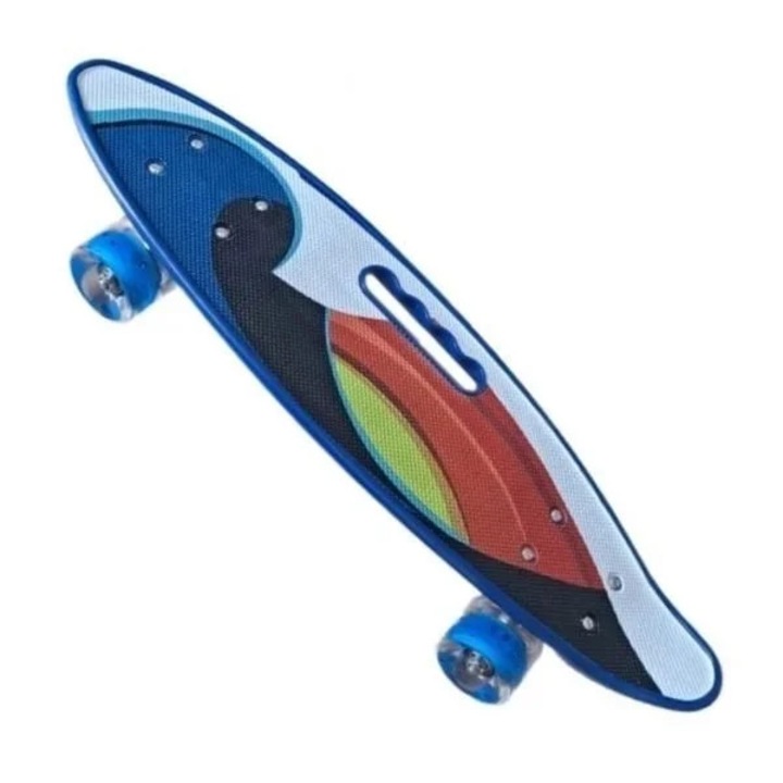 Skateboard tip penny board compact cu roti luminoase si maner, design colorat pentru copii si adolescenti, ETOY®