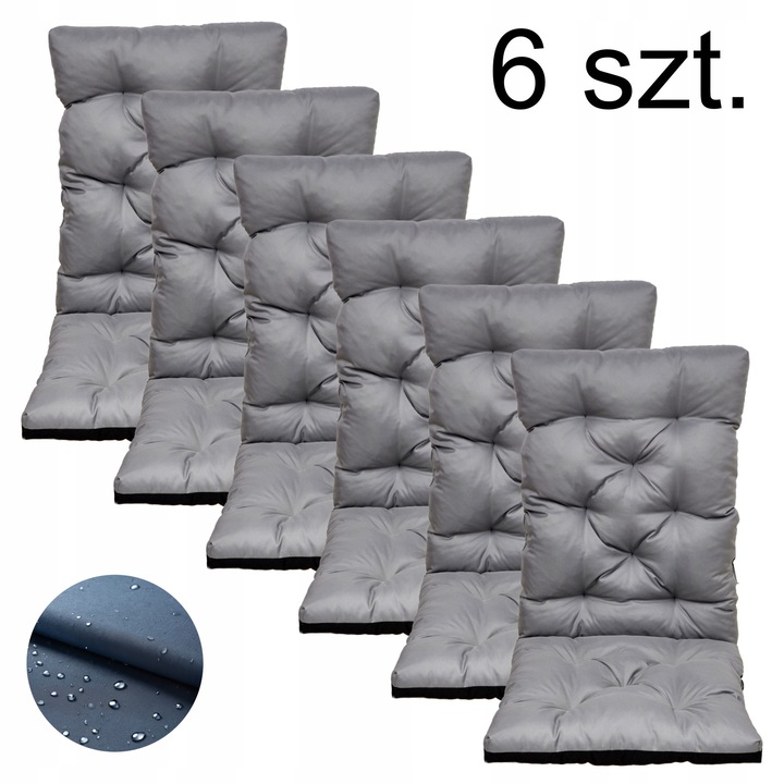 Perne impermeabile cu spatar pentru scaune de gradina nana shop, 50x120, 6 bucati