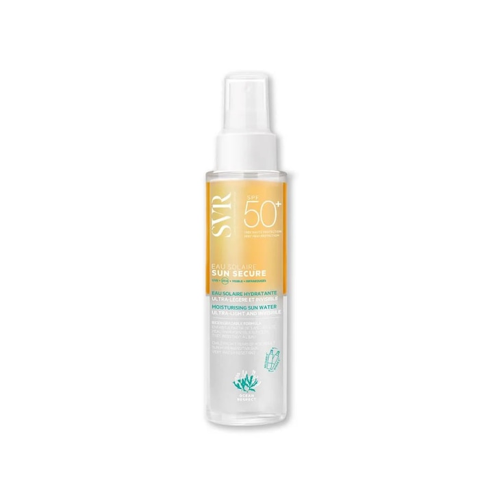 Spray SVR Sun Secure - Eau Solaire SPF50+, Protectie Solara Bifazica, 100ml, foarte rezistenta la apa, pentru fata si corp
