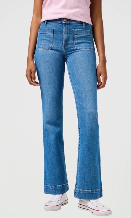 Blugi dama, Wrangler, evazati, albastru, bumbac/elastan