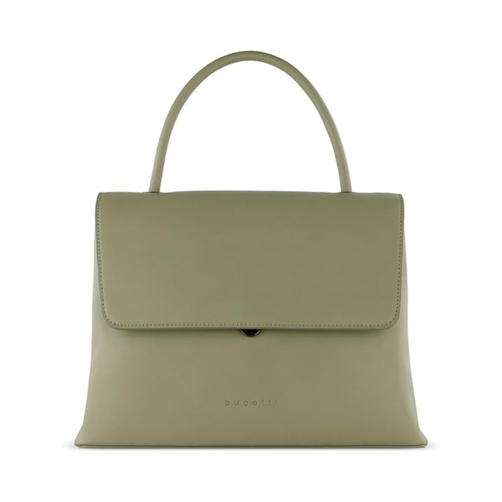 Geanta Dama Bugatti Ilva din Piele Ecologica Verde, geanta medie de Umar cu Geanta Cosmetica Inclusa, Compartimente Multiple, Eleganta, 495301