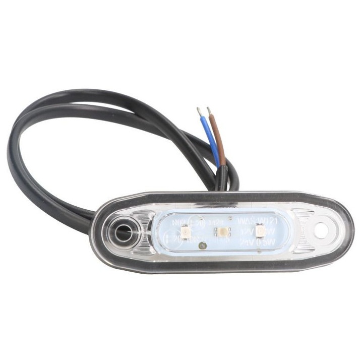 Lampa Gabarit Dreapta/Stanga, Forma: Oval, Rosu, Led, Negru, In Relief, Lungime Cablu 500mm, 12/24V (dispersor