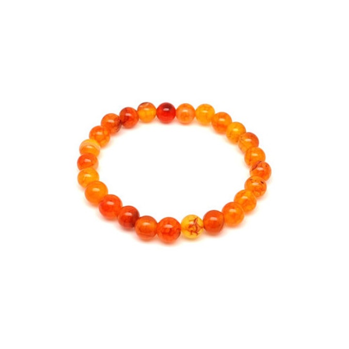 Narancs tűz achát golyós gyerek ásvány karkötő 6mm