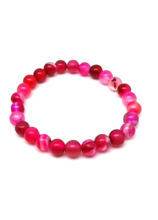 Achát szinezett gyerek karkötő pink golyó 6mm