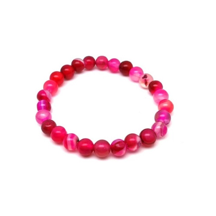 Achát szinezett gyerek karkötő pink golyó 6mm