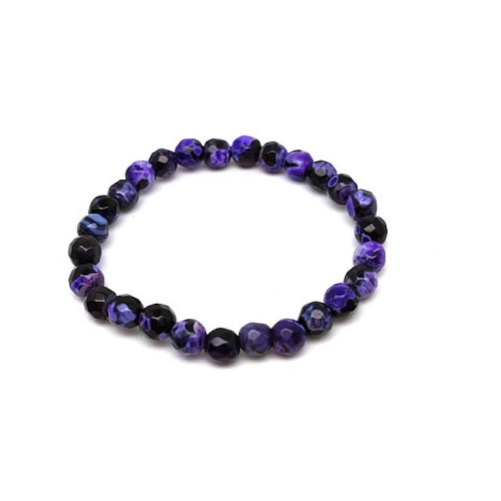 Achát tűz faz szin lila gyerek golyó karkötő 6mm