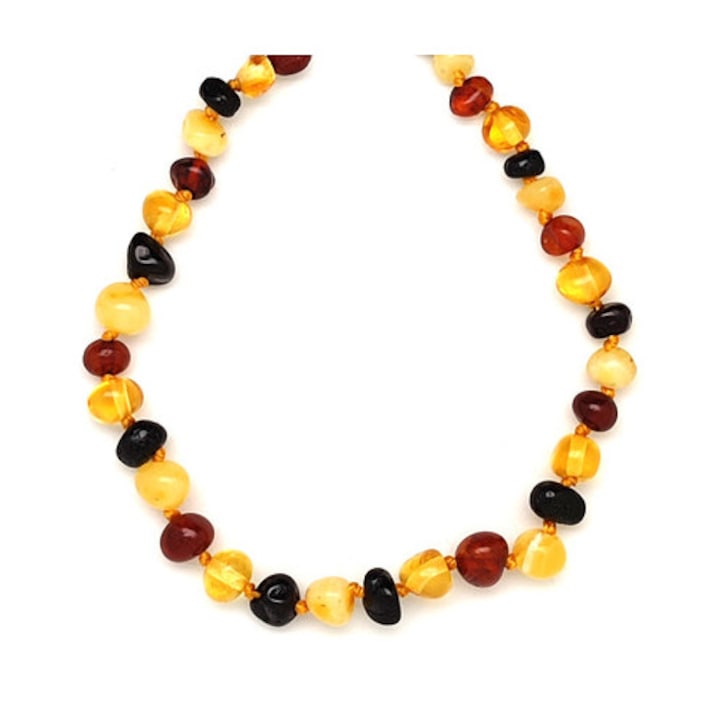 Borostyán kerek vegyes splitter baba nyaklánc 35cm