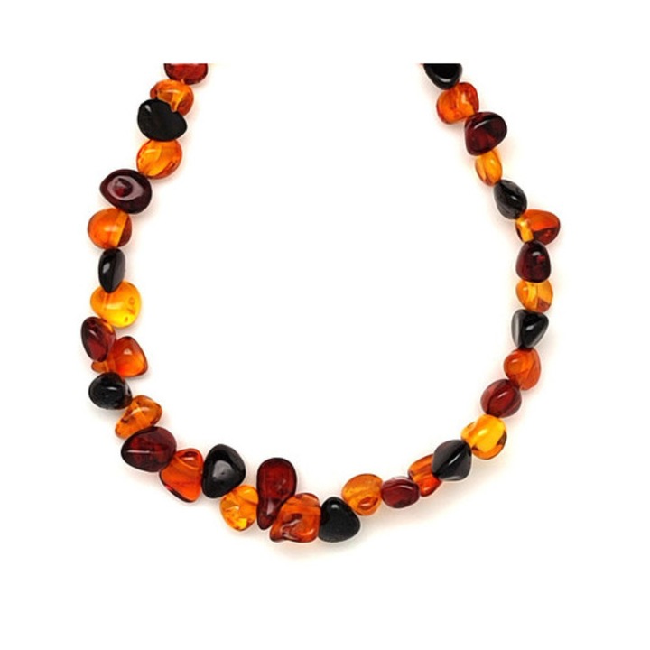 Colier cu splitter rotund din chihlimbar închis, mixt, 55cm