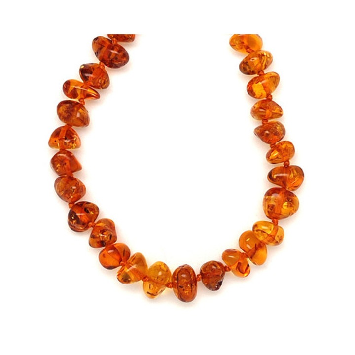 Colier cu pandantiv rotund din chihlimbar maro, 45cm