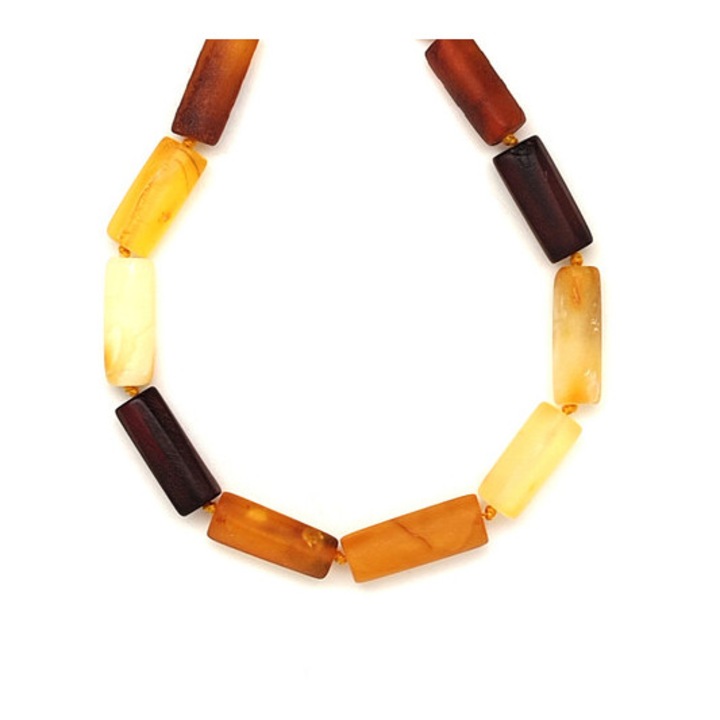 Borostyán matt henger 6-8x11-17mm nyaklánc 50-55cm