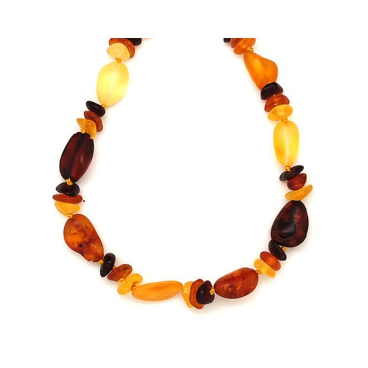 Colier chihlimbar mat, pietre 6-9x8-17mm, 50cm