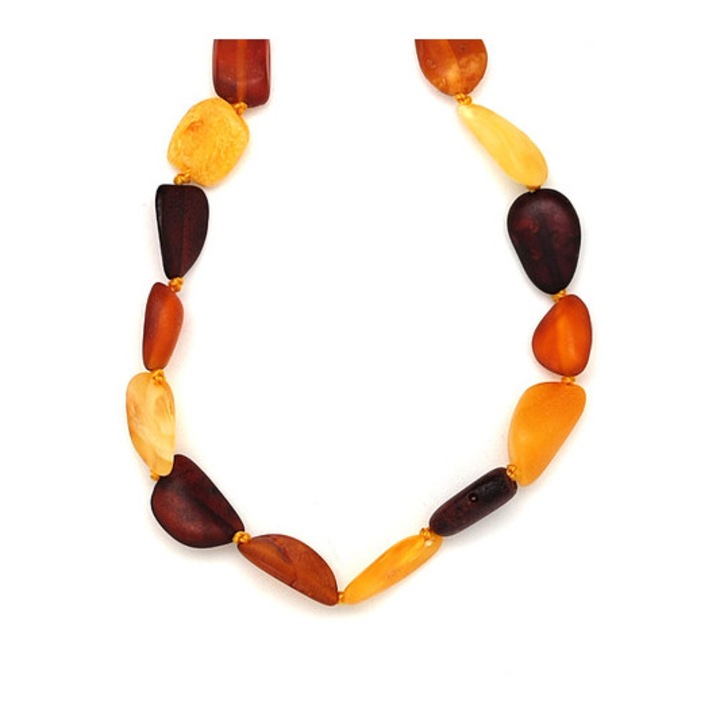 Colier chihlimbar mat, pietricele mixte 8x8-14mm, 45cm