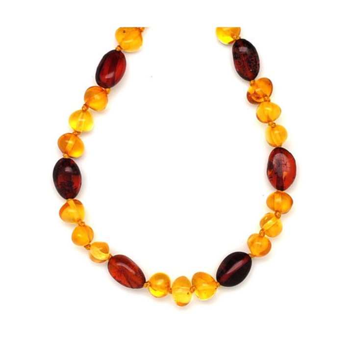 Colier cu pietre rotunde de chihlimbar maro, 45cm