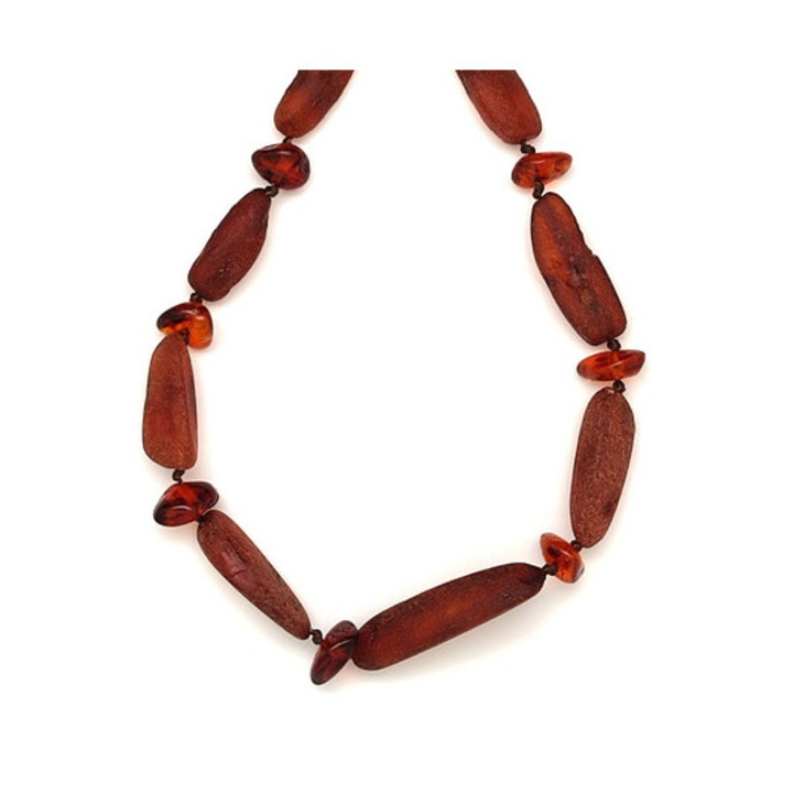 Colier intermediar din chihlimbar mat, cu pietricele, 50cm