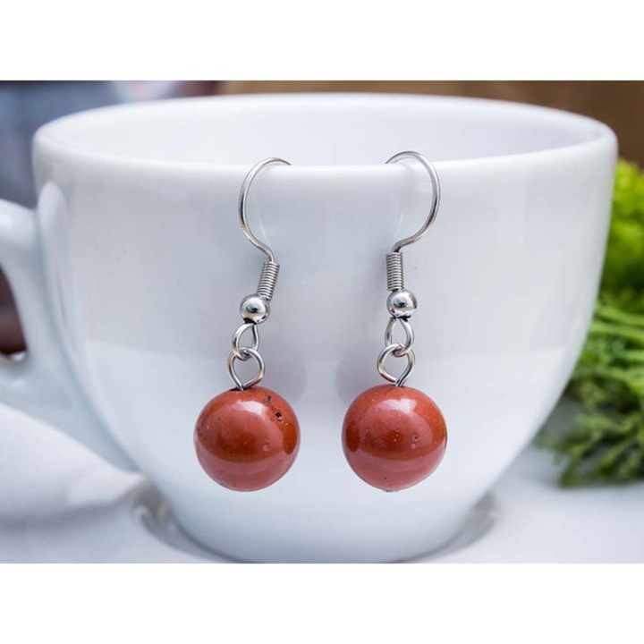 Cercei lungi cu coral 8mm