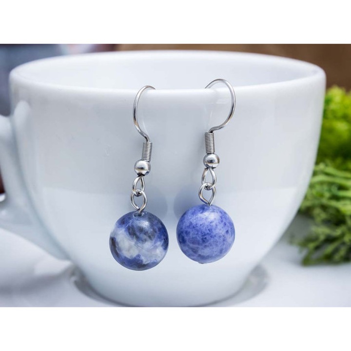 Szodalit lógós fülbevaló 8mm