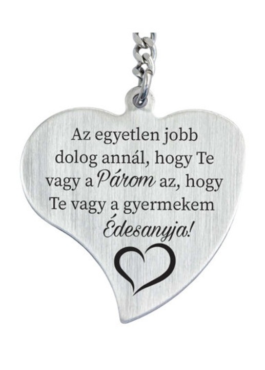 Édesanyja és Párom Gravírozott Szív Kulcstartó
