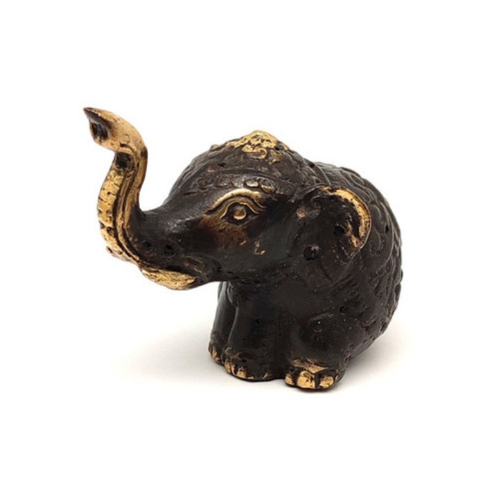 Réz figura elefánt ülő óarany 7x7cm