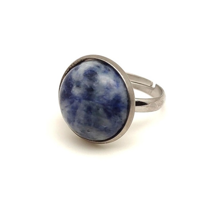 Inel reglabil Gondolati cu spot de sodalit rotund de 16 mm