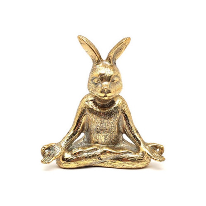 Figurină de cupru iepure meditativ auriu 9,5x9cm