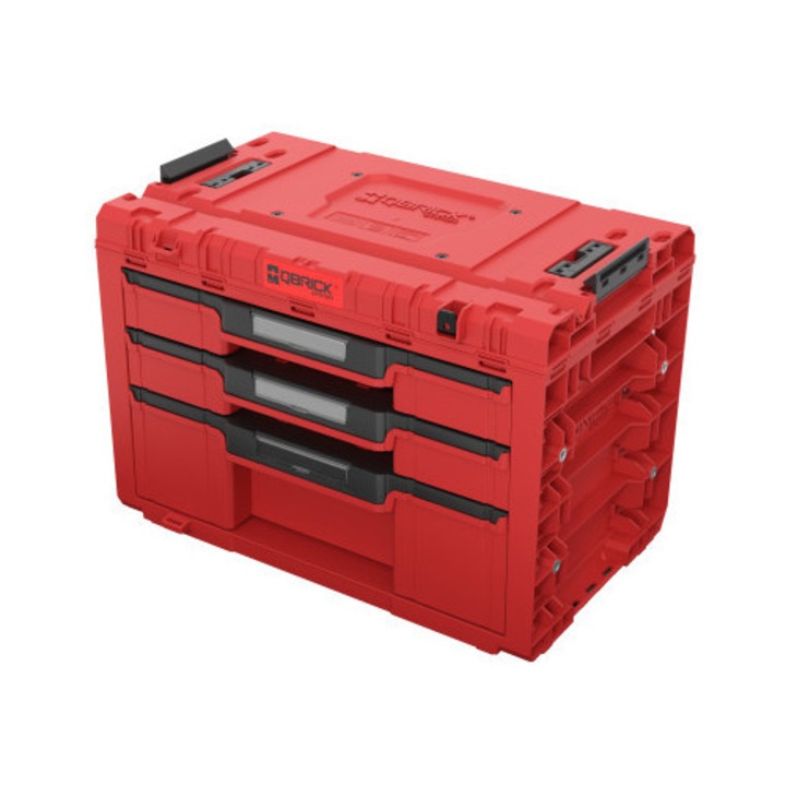 QBRICK SYSTEM PRIME 3 Fiókos szerszámosláda Red Ultra HD