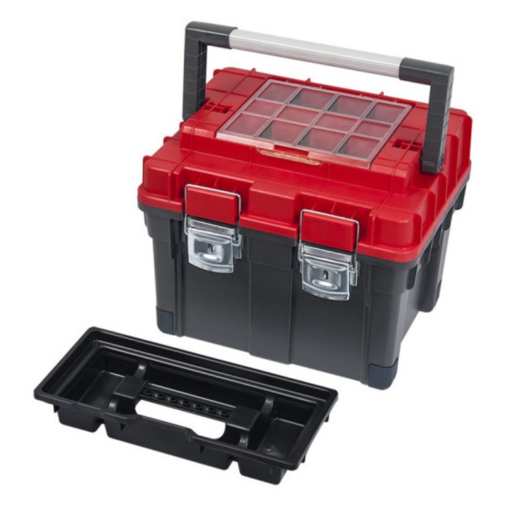 QBRICK REGULAR Szerszámosláda compact 2 carbo HD piros