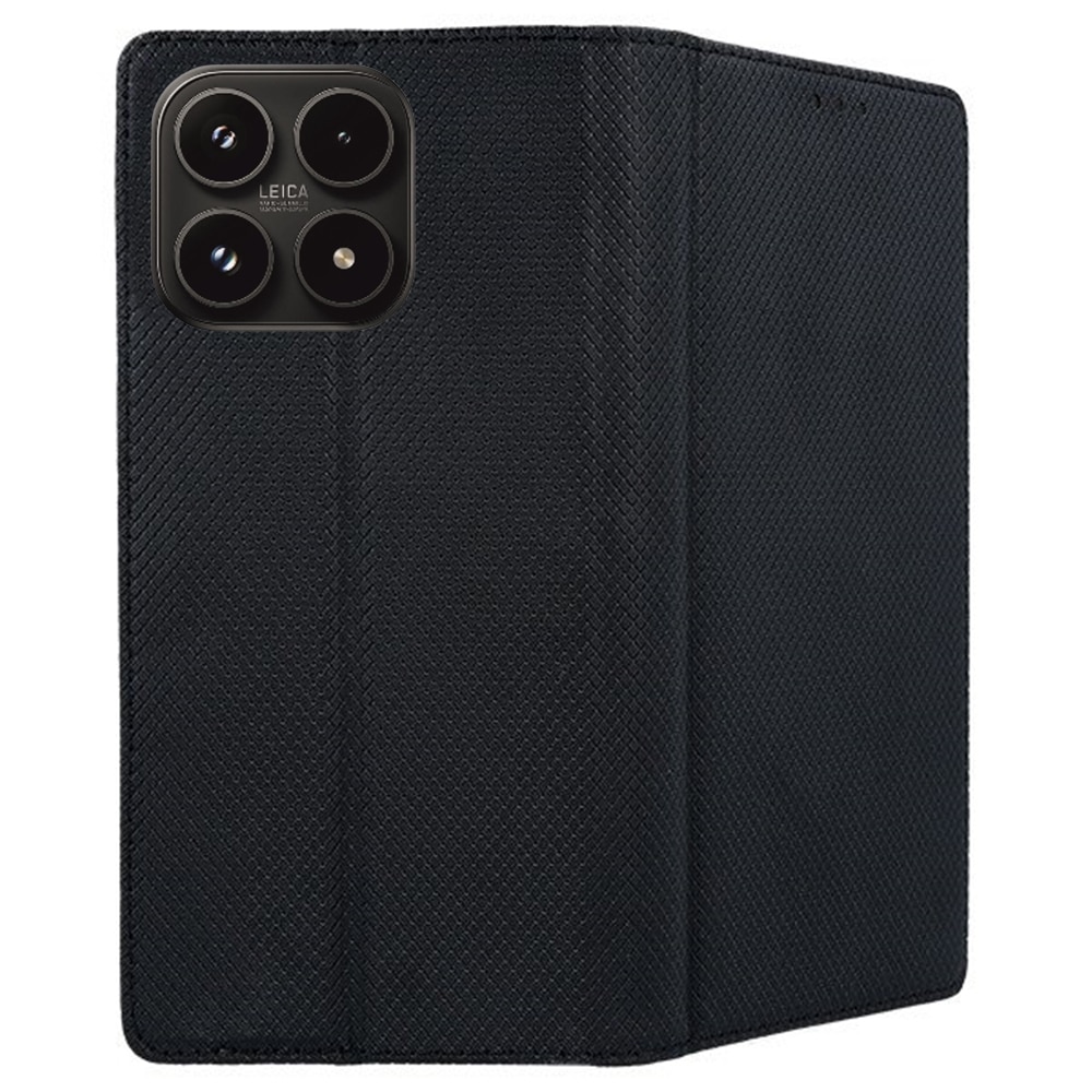 Husă de telefon compatibilă cu Xiaomi 17 - husă tip carte cu ramă magnetică din silicon, neagră