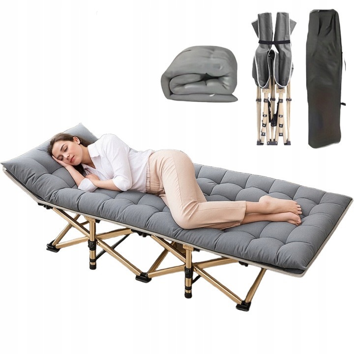 Sezlong de camping pliabil, 190x67 cm, portabil si confortabil, Sezlong pliant Sersimo, Mole si confortabil, Scaune pliabila, Suport robust, Sezlong pliabil, Ikonka, structura solida, cadru aluminiu, Gri