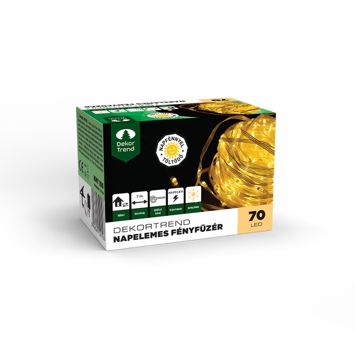 Dekortrend Ghirlandă luminoasă solară, 70 LED-uri, alb cald, cu cleme