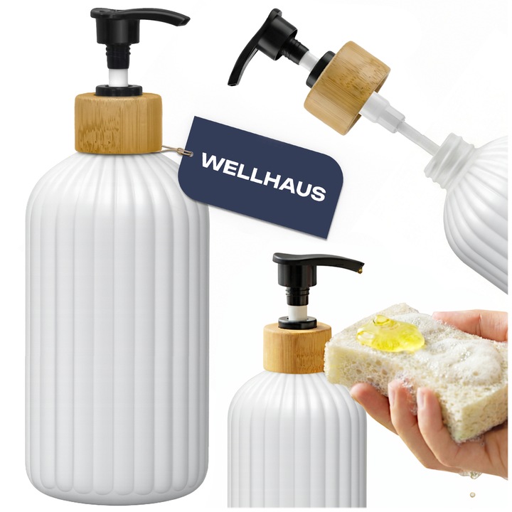 Szappanadagoló / samponos flakon WELLHAUS, 500 ml, fehér, matt