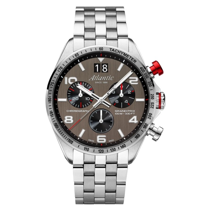 Ceas barbatesc Atlantic 55468.41.45, bratara din otel, mecanism quartz, 45mm, waterproof 100m