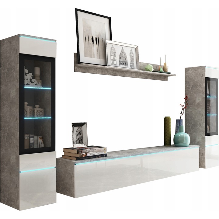 Mobila living, Bratex, Bratex, 2 vitrine, gri