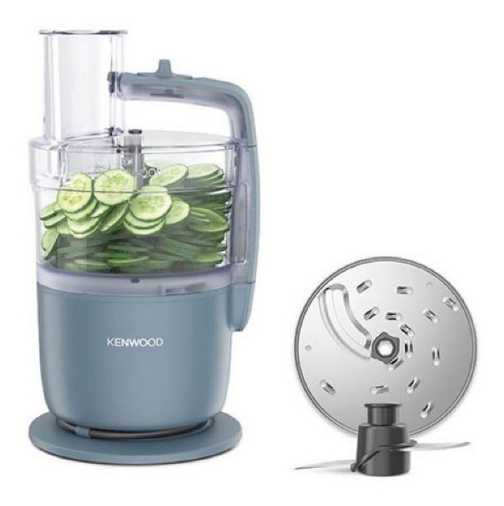 Kenwood MultiPro Go FDP22.​000GY, Robot de bucatarie care toca, felieaza, rade, piureuri si framanta, bol de 1, 3 l, lame de framantat, disc de 4 mm, 650 W, albastru Storm
