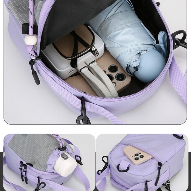 Rucsac cu un singur umar, compartimente multiple, moduri de purtare versatile, ORBER, se poate purta pe umar, 20 L, sistem de reducere a greutatii, potrivit pentru laptopuri de 10 inch, detasabil, 17 × 11 × 20 cm, nailon, violet