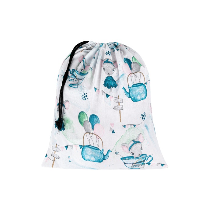 Sac pentru incaltaminte si imbracaminte Spod Igly i Nitki, 34x38cm, 100% bumbac, multicolor