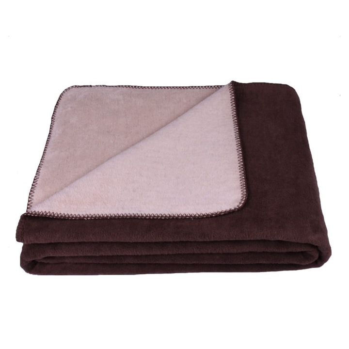 Patura dubla din bumbac, 150x200 cm, bej si brun