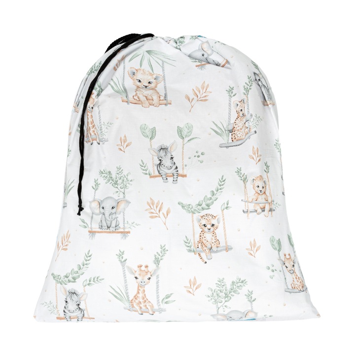 Sac pentru lenjerie patut, Spod Igly i Nitki, model Safari, 60x80cm, 100% bumbac, certificat Oeko-Tex Standard 100, multicolor