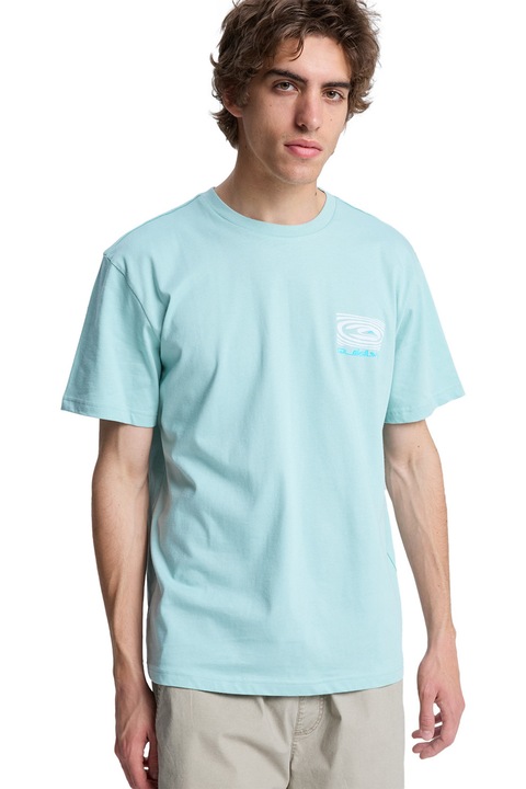 QUIKSILVER, Ripples normál fazonú póló mintával a hátoldalán, Fehér/Mentazöld