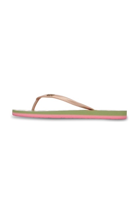 ROXY, Papuci flip-flop cu model pe talpa Mauricia, Verde/Galben/Roz, 38