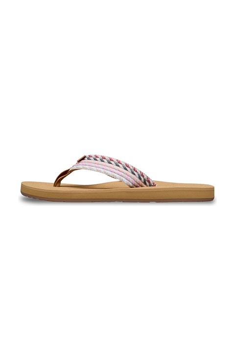ROXY, Porto Rope kerek orrú flip-flop papucs, Fehér/Bordó/Rózsaszín, 39