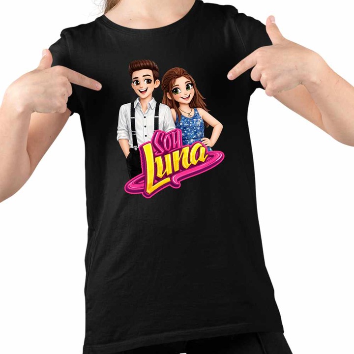 Tricou Copii Fete Soy Luna Cartoon, Fekete