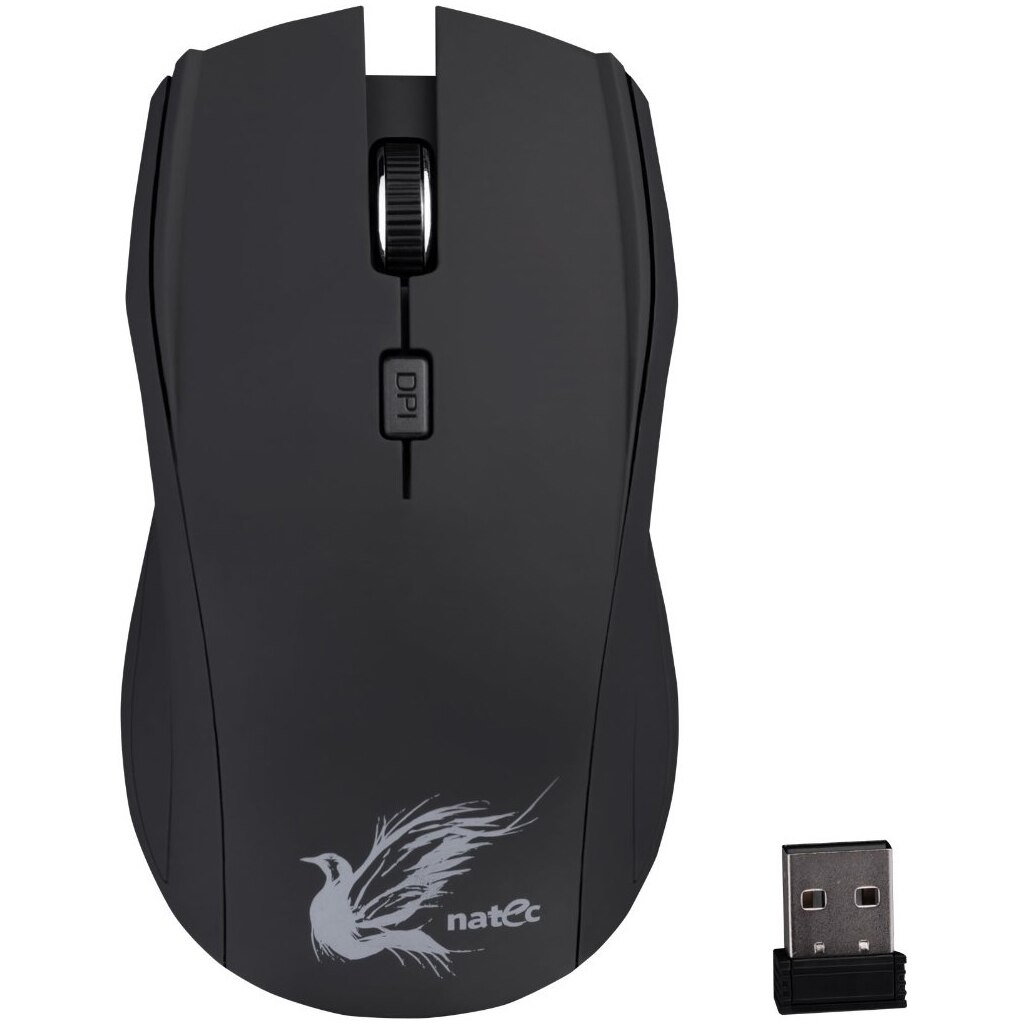 Mouse Wireless Natec Blackbird, USB, 1600 dpi, Negru