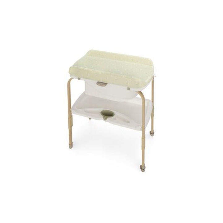 Cadita de baie cu suport, Jane, Flip, Cu 2 pozitii anatomice, Cu masuta de infasat, Cu tavita si compartimente pentru accesorii, Conform cu standardele europene EN 17072:2018EN 12221:2008+A1:2013, Sage