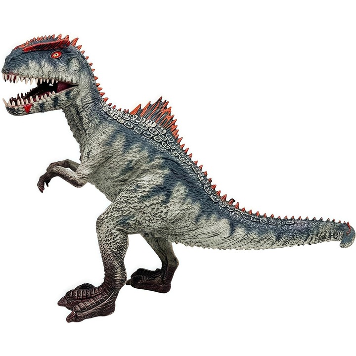 Dinoszaurusz Játék – Giganotosaurus Figura 20cm, Kézzel Festett, Valósághű Részletek, Mozgatható Állkapocs, Oktató Jellegű Gyermekeknek és Gyűjtőknek – Sötétzöld Szín